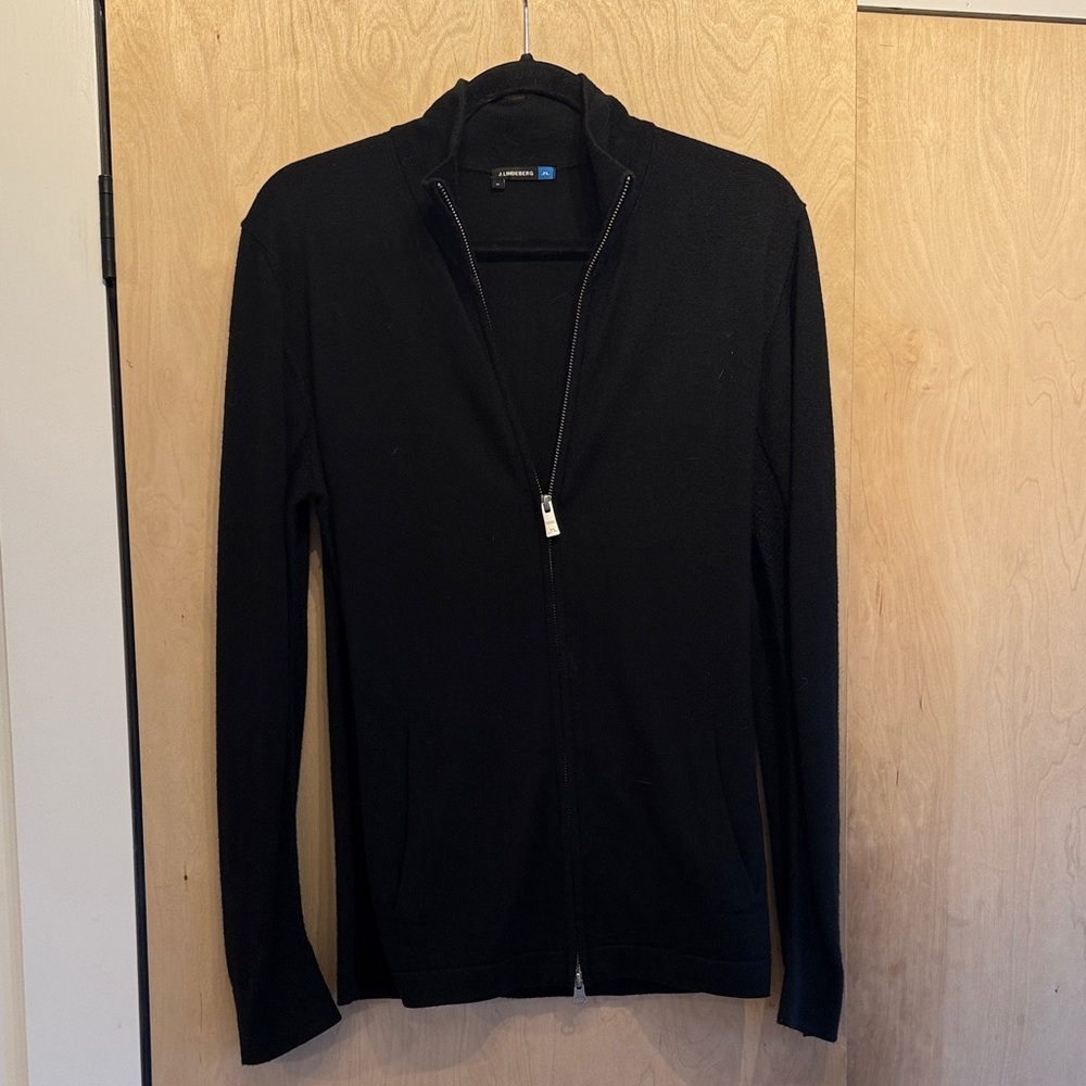 J. Lindeberg Men's Black Zip-Up Sweater